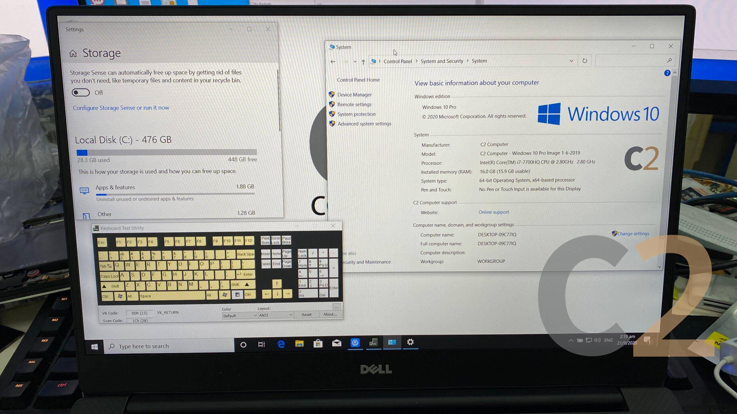 (USED) DELL XPS15-9560 I7-7700H 4G NA 500G GTX 1050 4G 15.6inch 3840x2160 Touch Screen Ultrabook 95% - C2 Computer